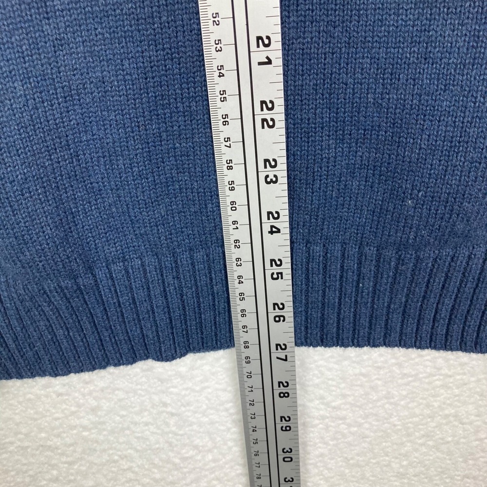 TAHARI Men's 1/4 Zip Pullover Mock Neck Sweater Dark Blue 100% Cotton Size Large - Picture 8 of 10